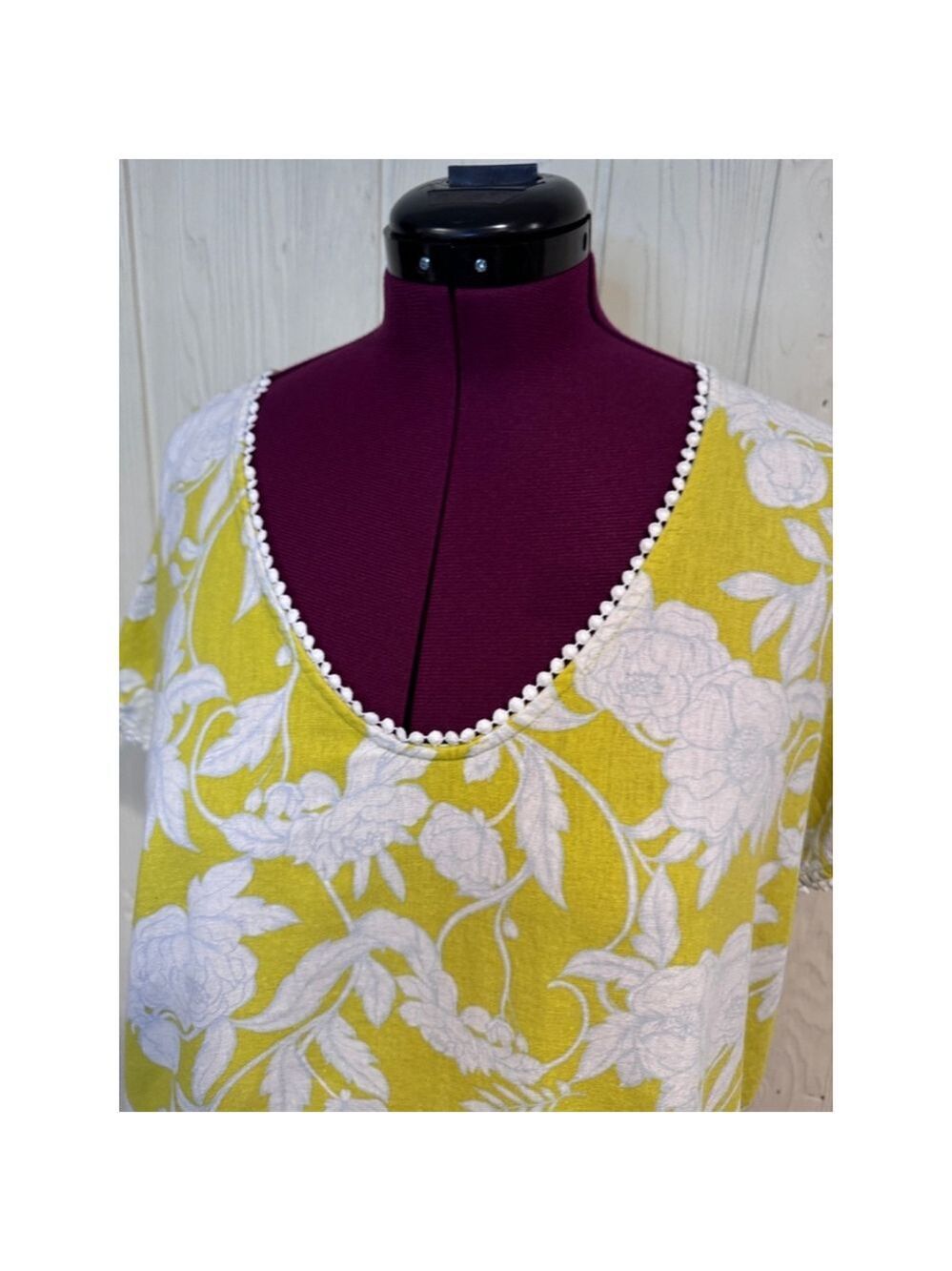 Marc New York Linen Blend Floral Top Yellow White XL - Picture 3 of 12